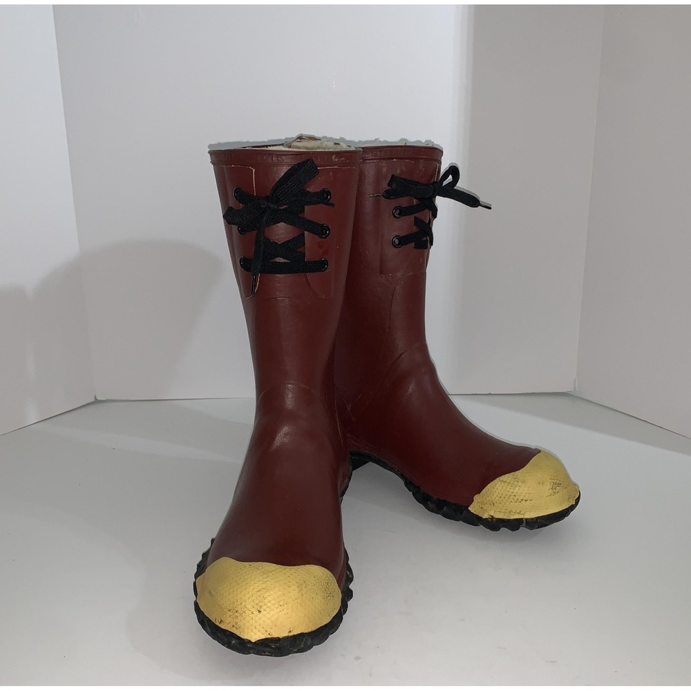 Vintage Ranger Safety Electrical Boots Mens 12 Red Rubber  Steel Toe Made USA
